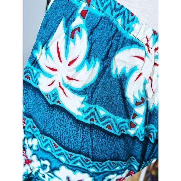 Vintage Ocean Blue Floral Beach Coverup Shorts - Picture 5 of 5